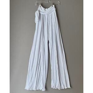 Pleated Wide-Leg Women's Jumpsuit Pants — White